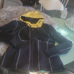 Women's Black and Yellow Hooded Jacket